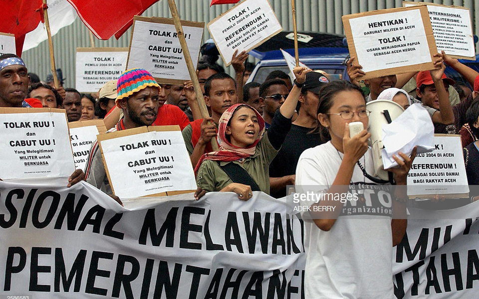 Protesters from Aceh and West Papua rally in Jakarta (Getty Images)