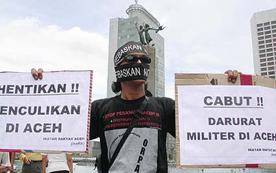IKARA protest in Jakarta against martial law in Aceh (Detik)
