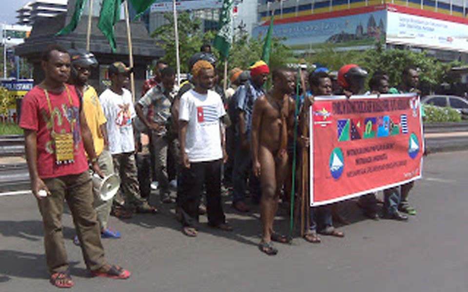 Papuan National Student’s Front protest in Jakarta (tuantanahpapuanews)