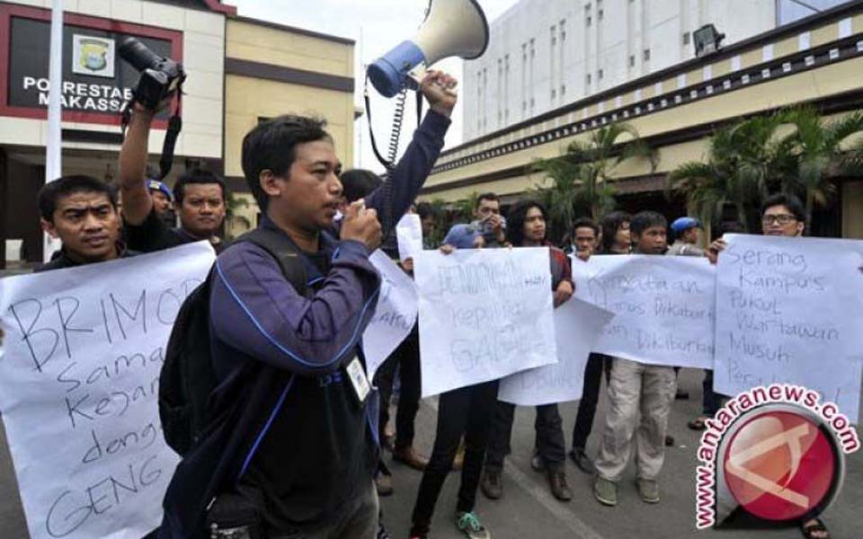 Journalists protest in Makassar (Antara)