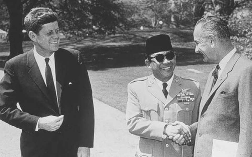 John F. Kennedy, Sukarno and Lyndon B. Johnson