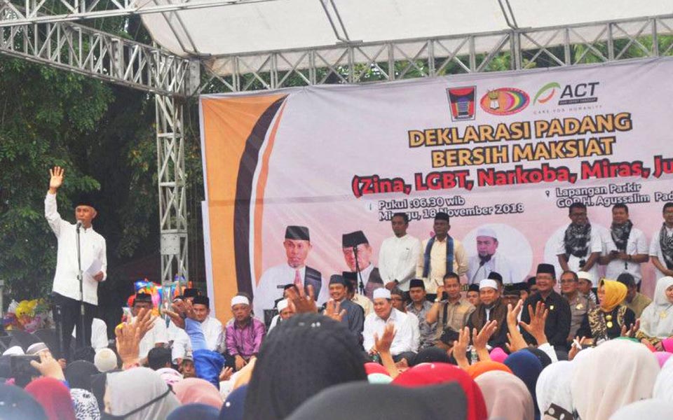 Ansharullah at 'Padang Free from Immorality' declaration - November 18, 2018 (Antara)