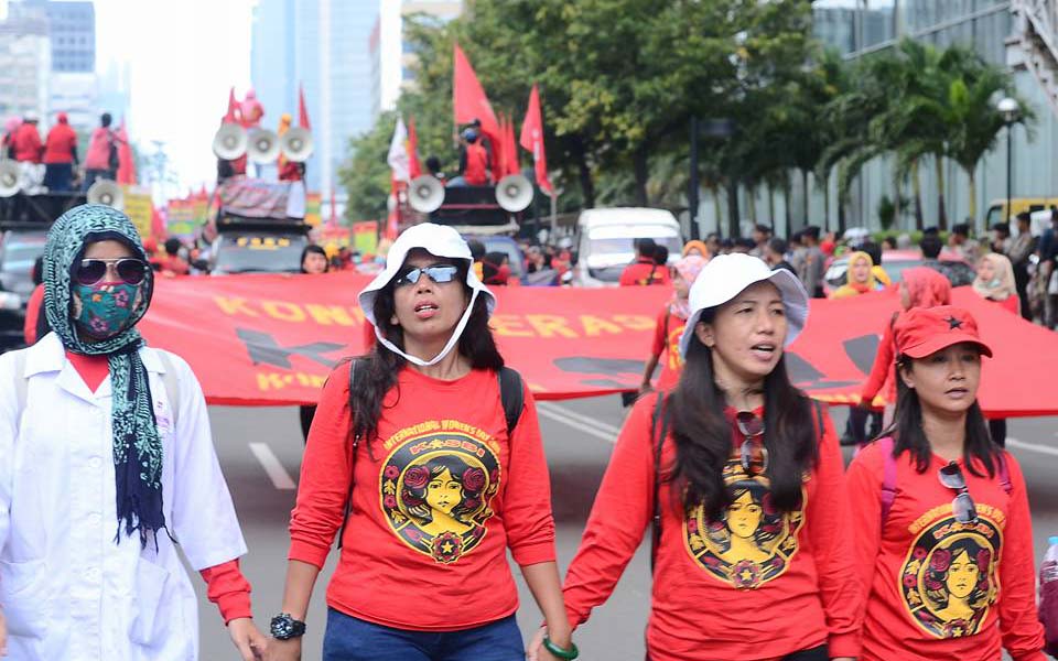 Workers rally on IWD in Jakarta - March 8, 2018 (Rukhiyatul Umami)