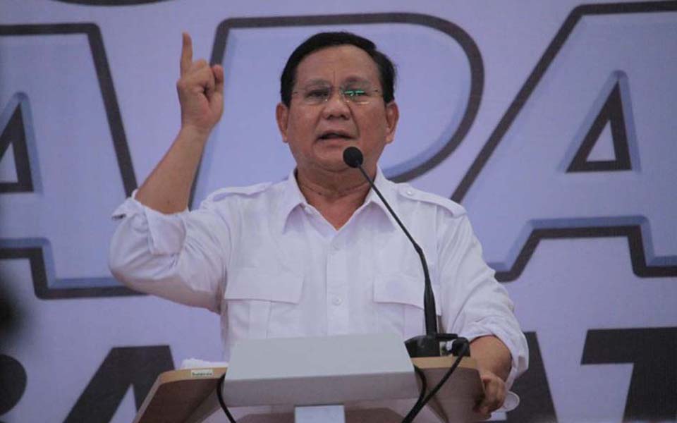 Prabowo speaking at event in West Java (Detik)
