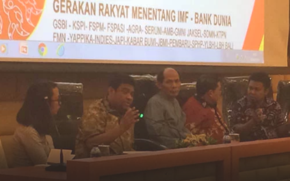 Said Iqbal speaking at People vs IMF discussion in Jakarta - September 28, 2018 (RMOL)