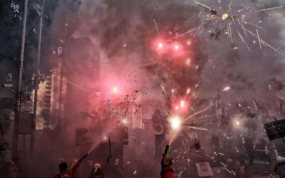 Firework display marks end of May Day rally in Jakarta – May 1, 2019 (CNN)