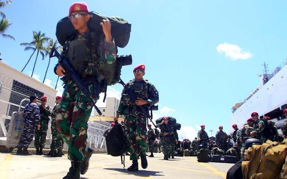 Indonesian soldiers prepare for deployment (Antara)