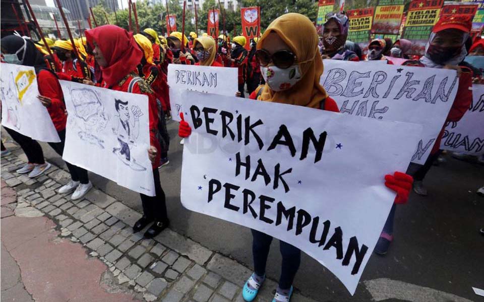 Women workers rally on International Women's Day in Jakarta (Sindo News)