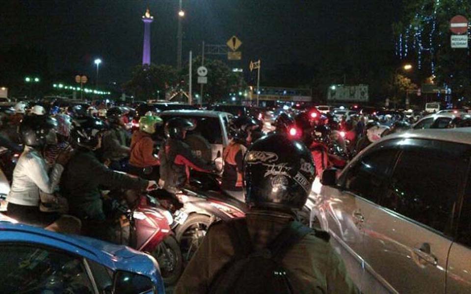 Traffic jam on Jl. Medan Merdeka Utara in Jakarta (Tribune)