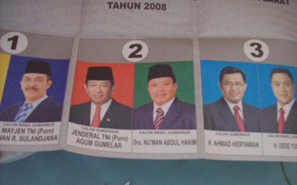 2008 West Java regional election ballot paper (unikom)