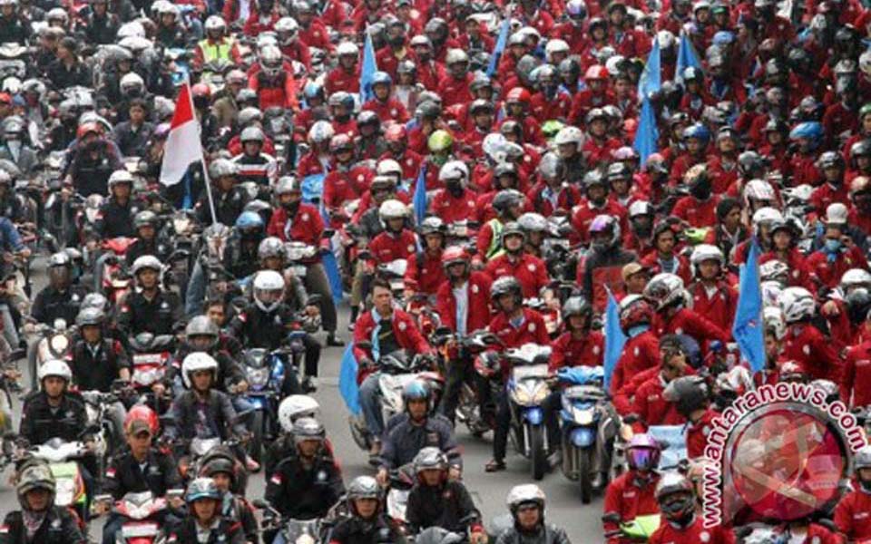 Workers rally in Jakarta to commemorate May Day (Antara)