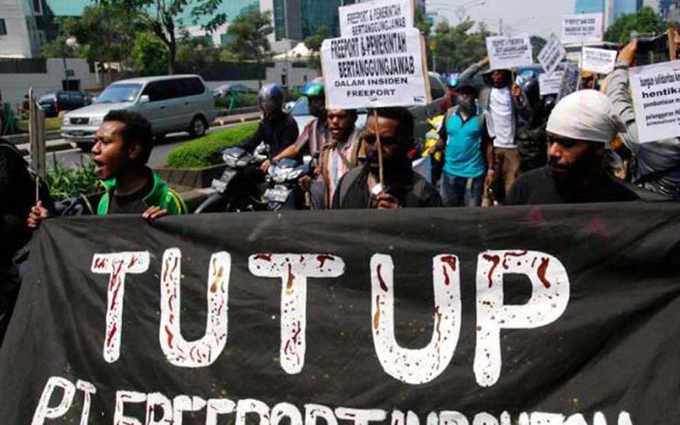 West Papuan protest at Freeport office in Jakarta (Viva)