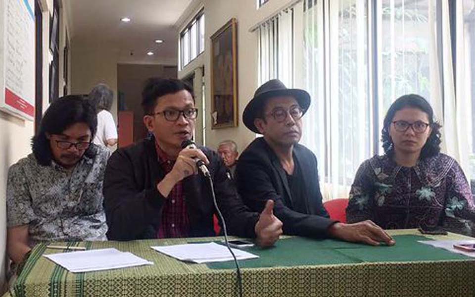 IPT 65 activists speaking at press conference in Jakarta - August 2, 2017 (CNN)