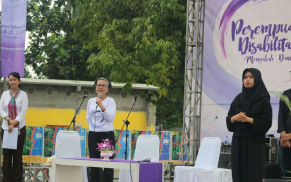 Disability rights activists gather in Jakarta on IWD - March 8, 2018 (Antara)