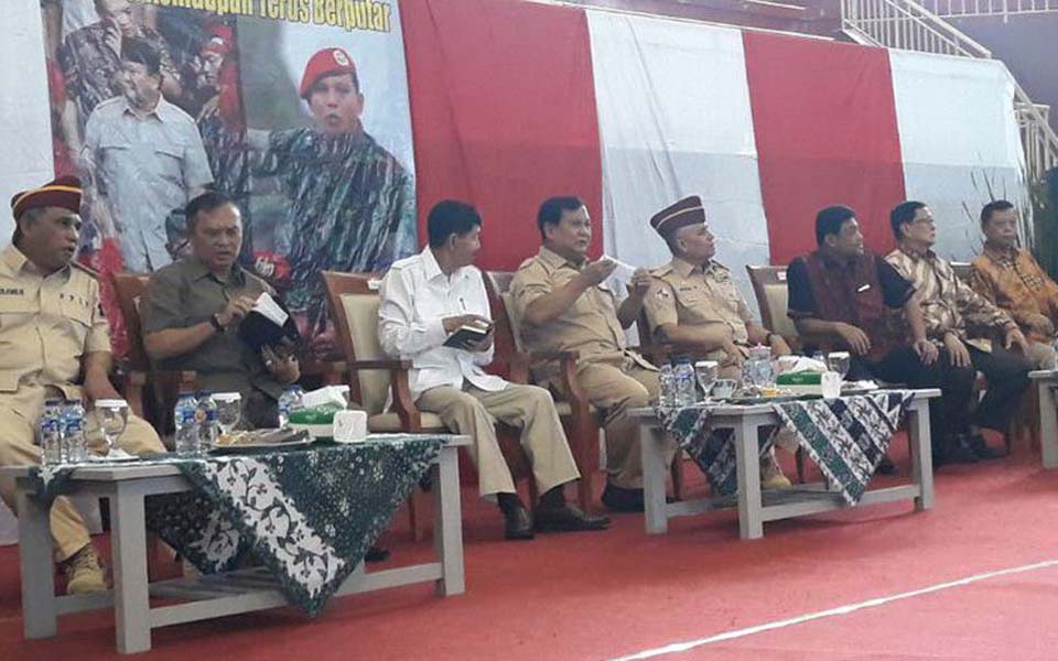 Prabowo (and Said Iqbal) at Kopassus reunion - July 7, 2018 (Kompas)