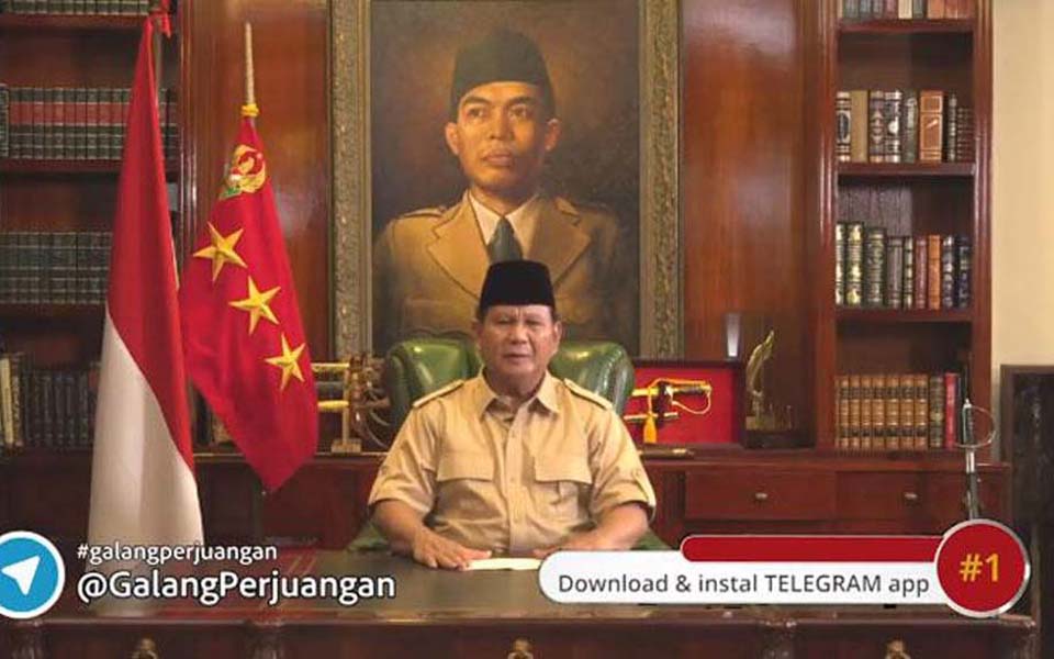 Prabowo appealing to public to donate to election campaign - June 21, 2018 (Tempo)