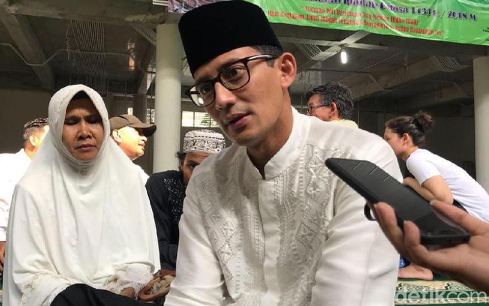 Prabowo's vice presidential running mate Sandiaga Uno (Detik)