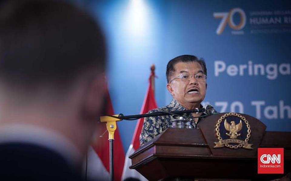 Vice President Jusuf Kalla giving greetings at Komnas HAM – December 11, 2018 (CNN)