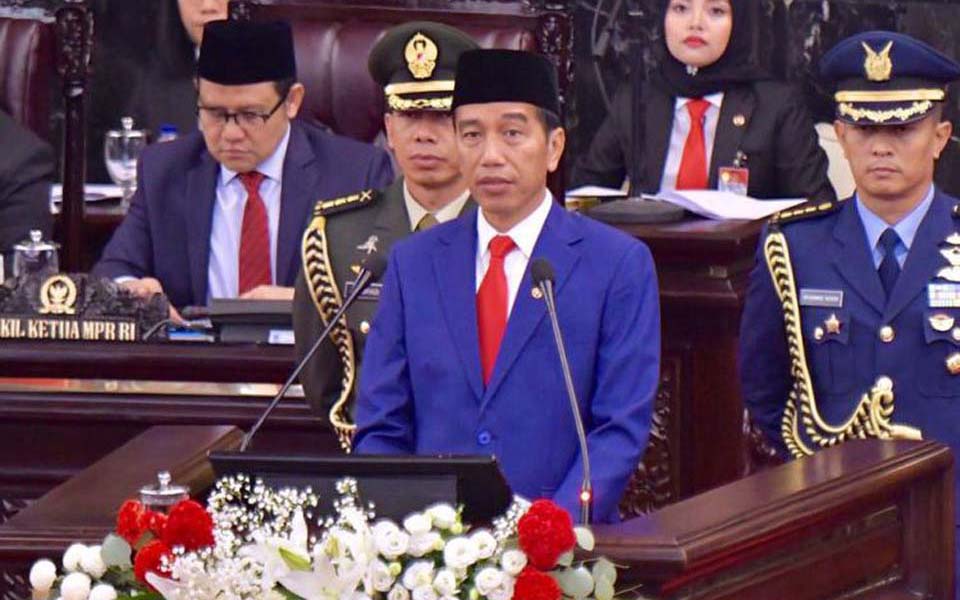 Widodo gives State of the Nation address at MPR - August 16, 2018 (Agus Suparto)