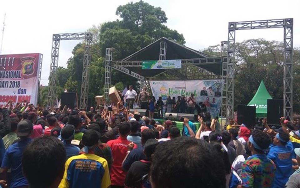 Workers commemorate May Day in Medan - May 1, 2018 (Jawa Pos)