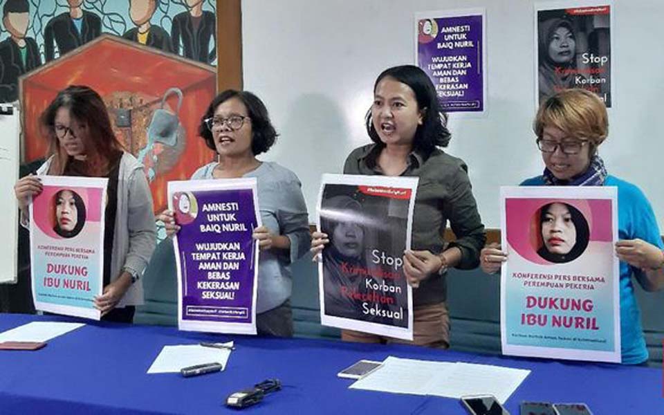 Perempuan Mahardika members at LBH Jakarta – July 6, 2019 (CNN)