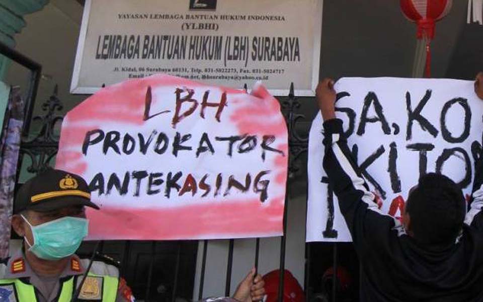 Protest in Surabaya accuses LBH of supporting separatism – August 29, 2019 (Antara)