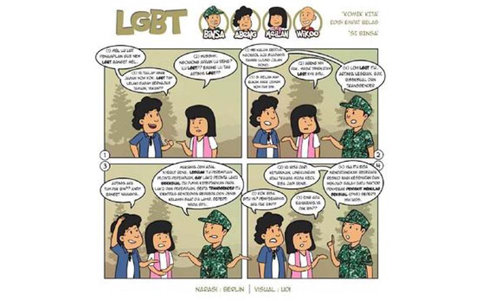 Screenshot of anti-LGBT comic strip on TNI Twitter account – August 2, 2019 (Twitter)